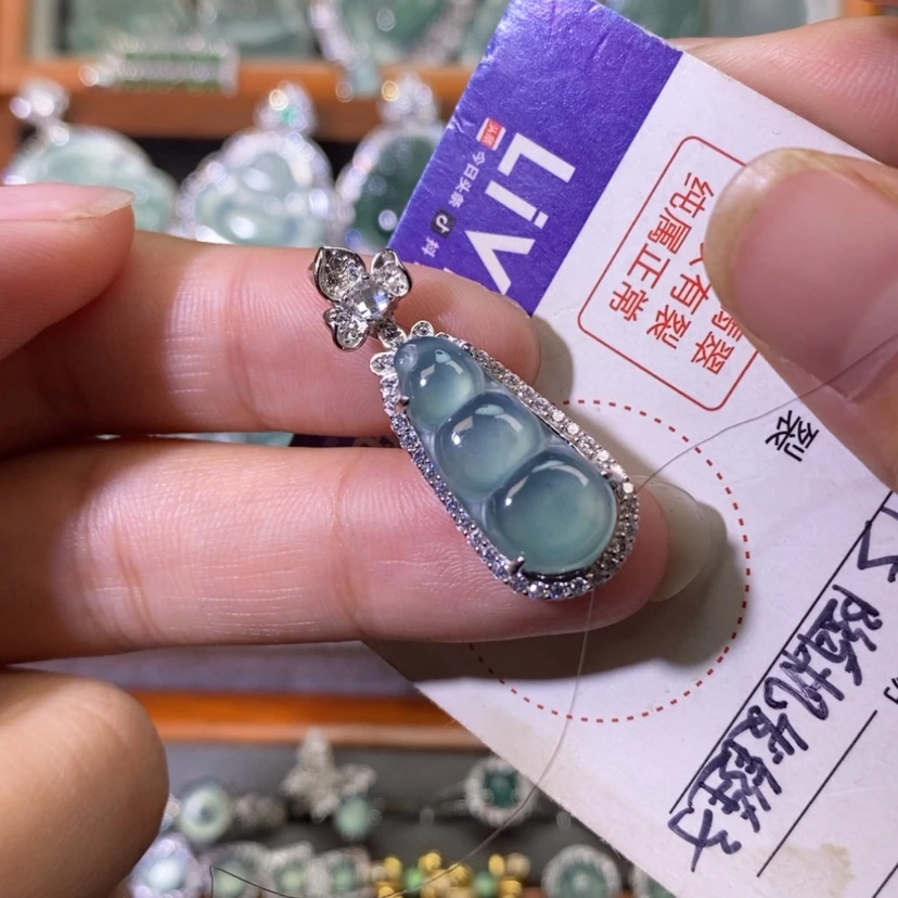 【闪购商品】翡翠银S925镶嵌颈饰十*?天然