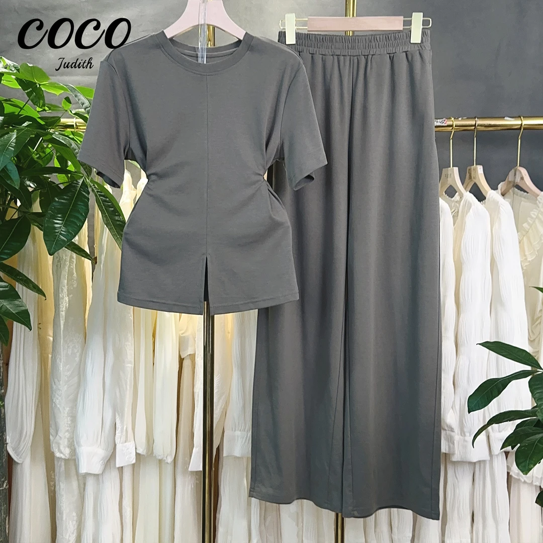 【RG6883】2025新款夏季时尚气质百搭休闲减龄设计师拼接显瘦套装