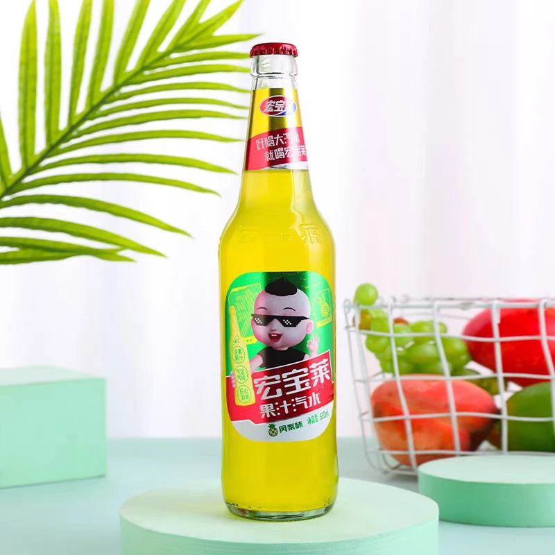 新春尝鲜特价凤梨味宏宝莱果汁汽水520ML*12瓶保质期到4.14