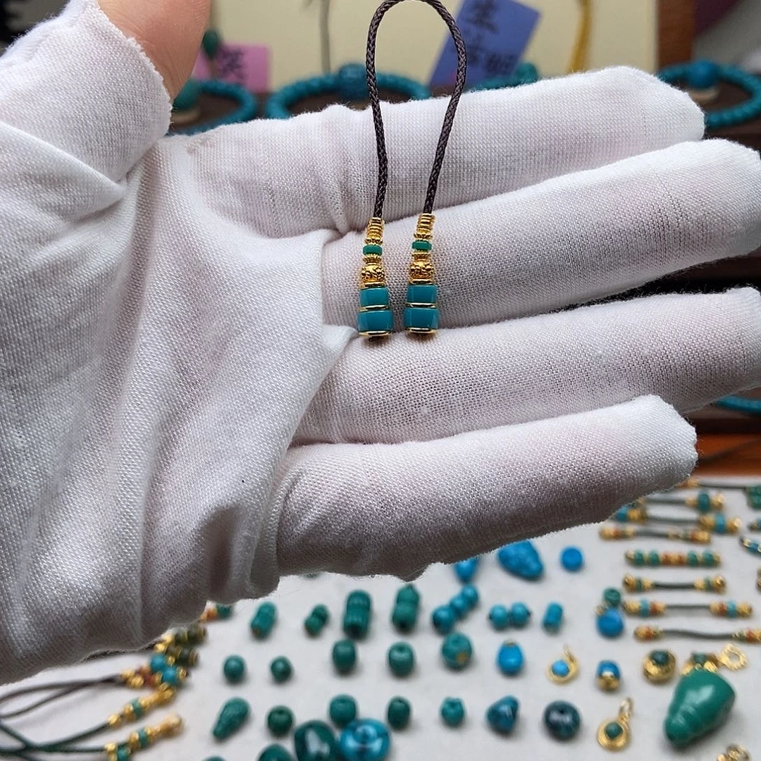 卓***垒绿松石18K金镶嵌绿松石配饰h