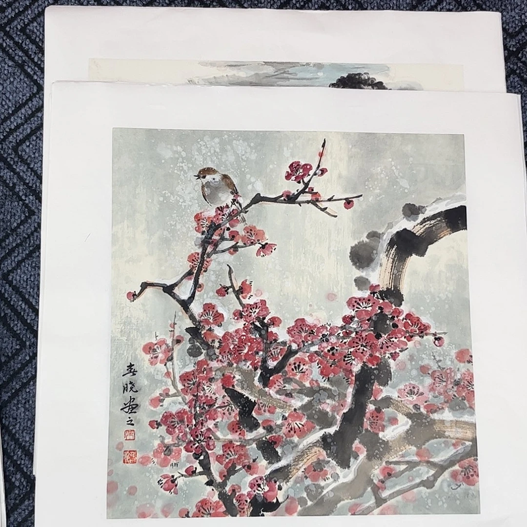 此***年国画吴春晓老师三尺斗方花鸟作品旭
