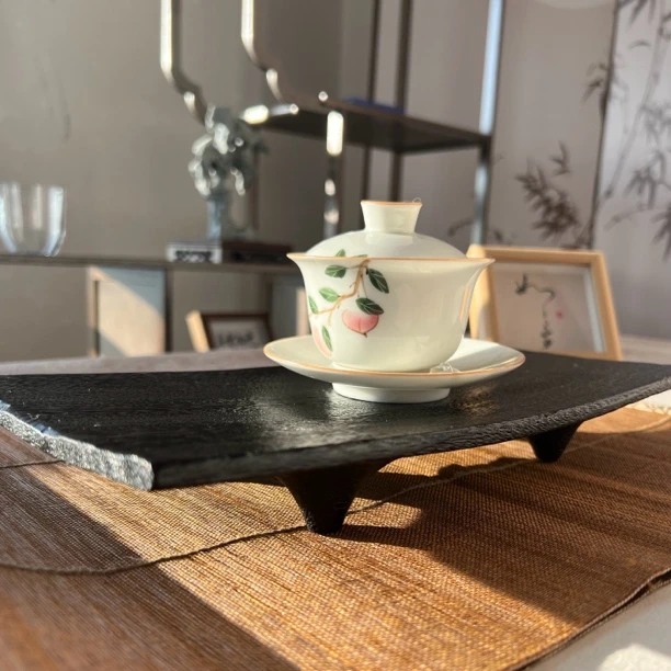 【碳化胡桃木】实木四足茶盘干果盘点心盘