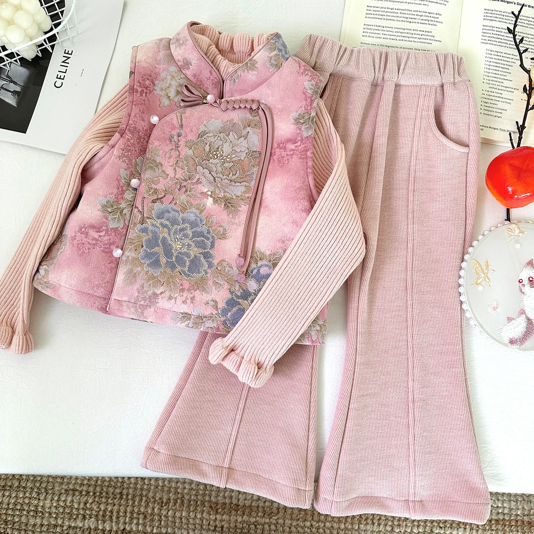 【宠粉现货款】女童秋冬旗袍裙唐装公主ol中国风女孩上衣套装D68820