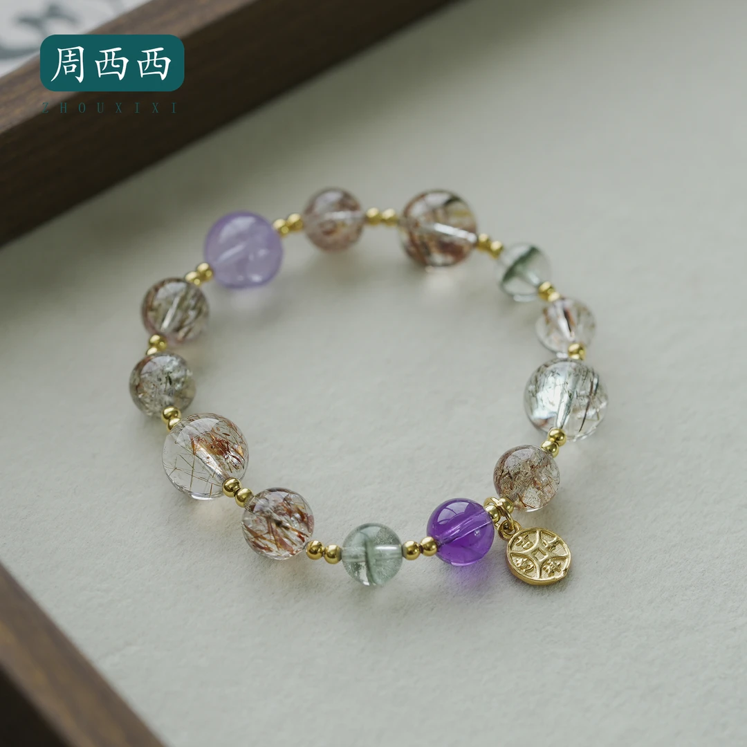 周西西珠宝水晶多宝手串8.5mm送女士礼物轻奢百搭多样性发货17261