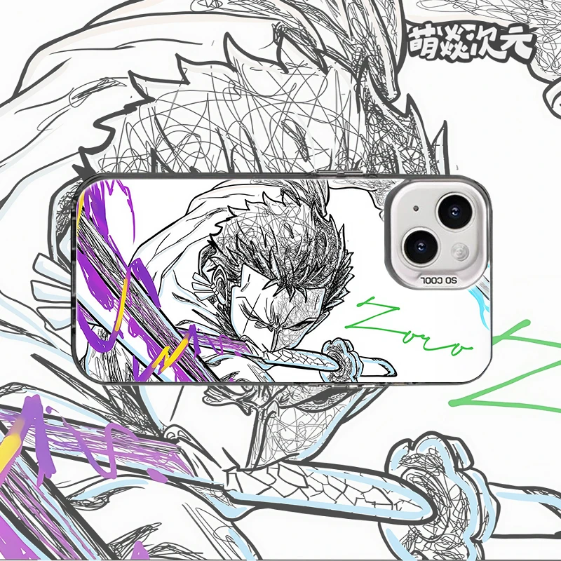 海贼王索隆线条反光镭射适用苹果华为VIVO小米OPPO二次元手机壳