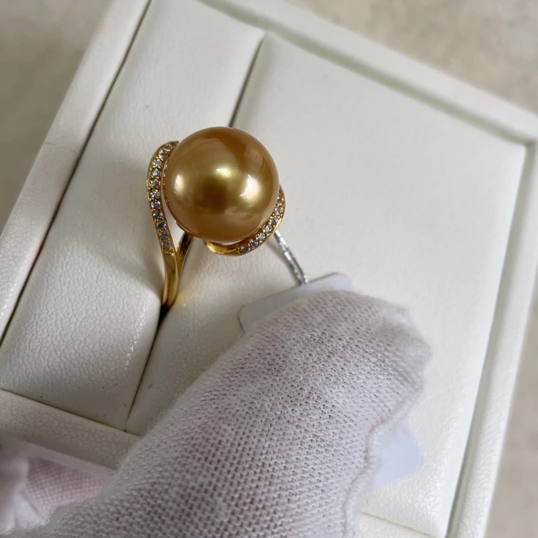 银S925镶嵌海水珍珠戒圈12.3mm