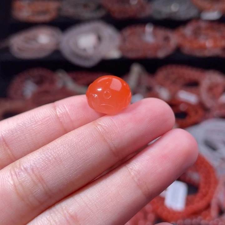南红玛瑙未镶嵌配饰手串面包蟹816打孔备注