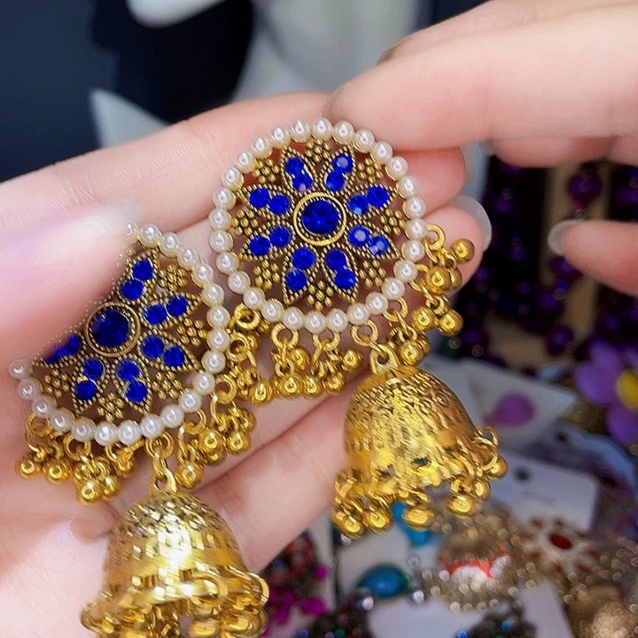 铁合金合金锆石民族风耳饰