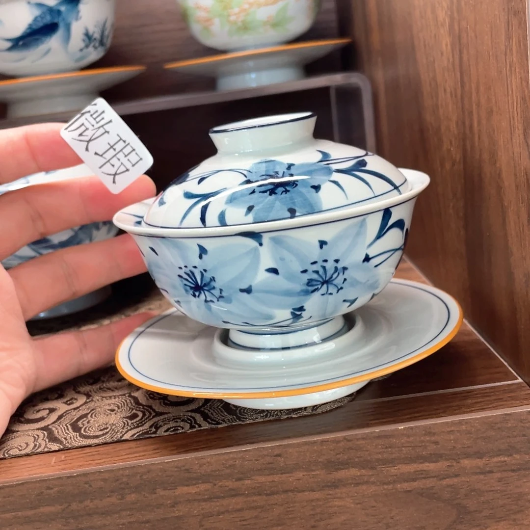 釉下手绘茶具微瑕