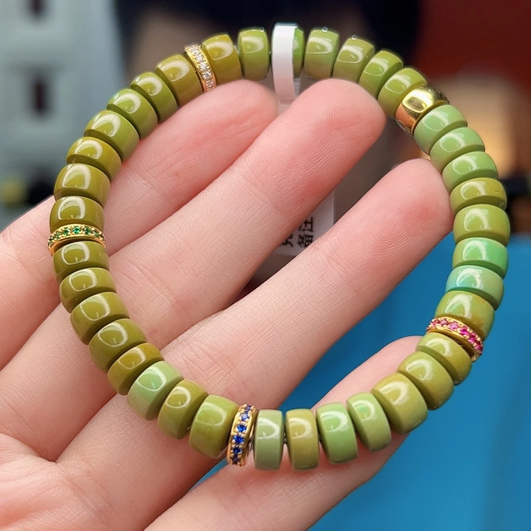 灵***晔绿松石18K金镶嵌珠宝奇石