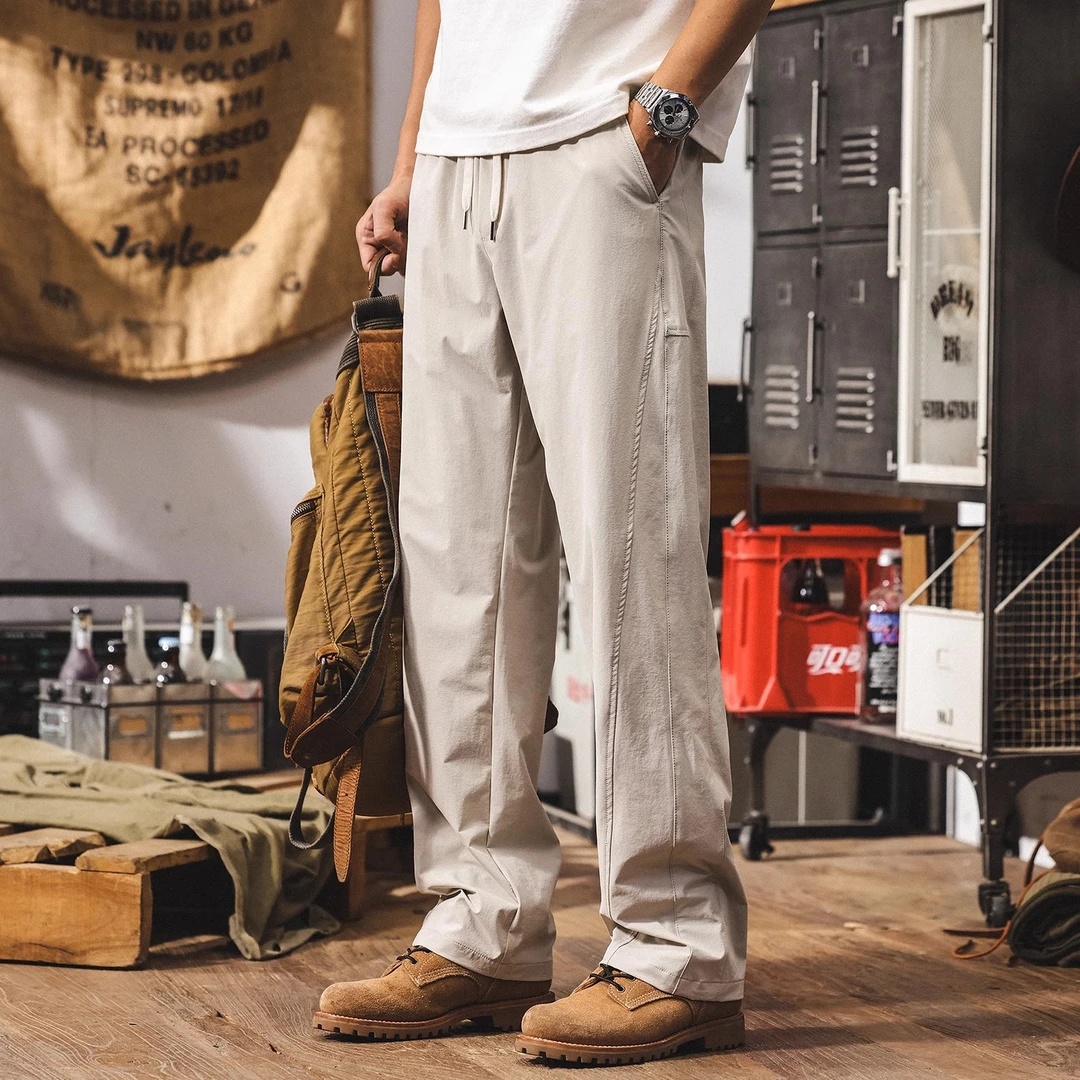 冰丝凉感裤子男夏季薄款户外徒步速干长裤美式潮牌宽松男士休闲裤