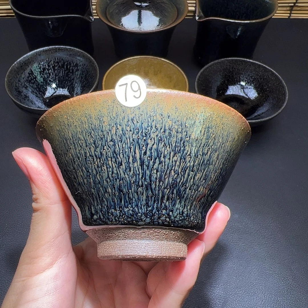茶盏龙窑柴烧建盏，斗笠
