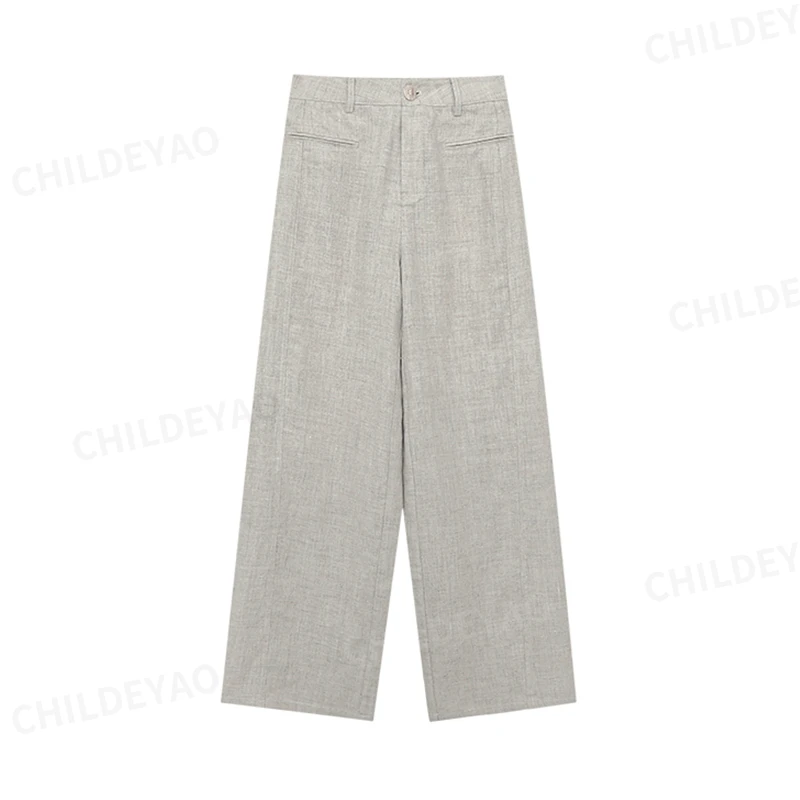 亚麻裤透气棉麻裤休闲裤子显瘦气质阔腿裤 19672503
