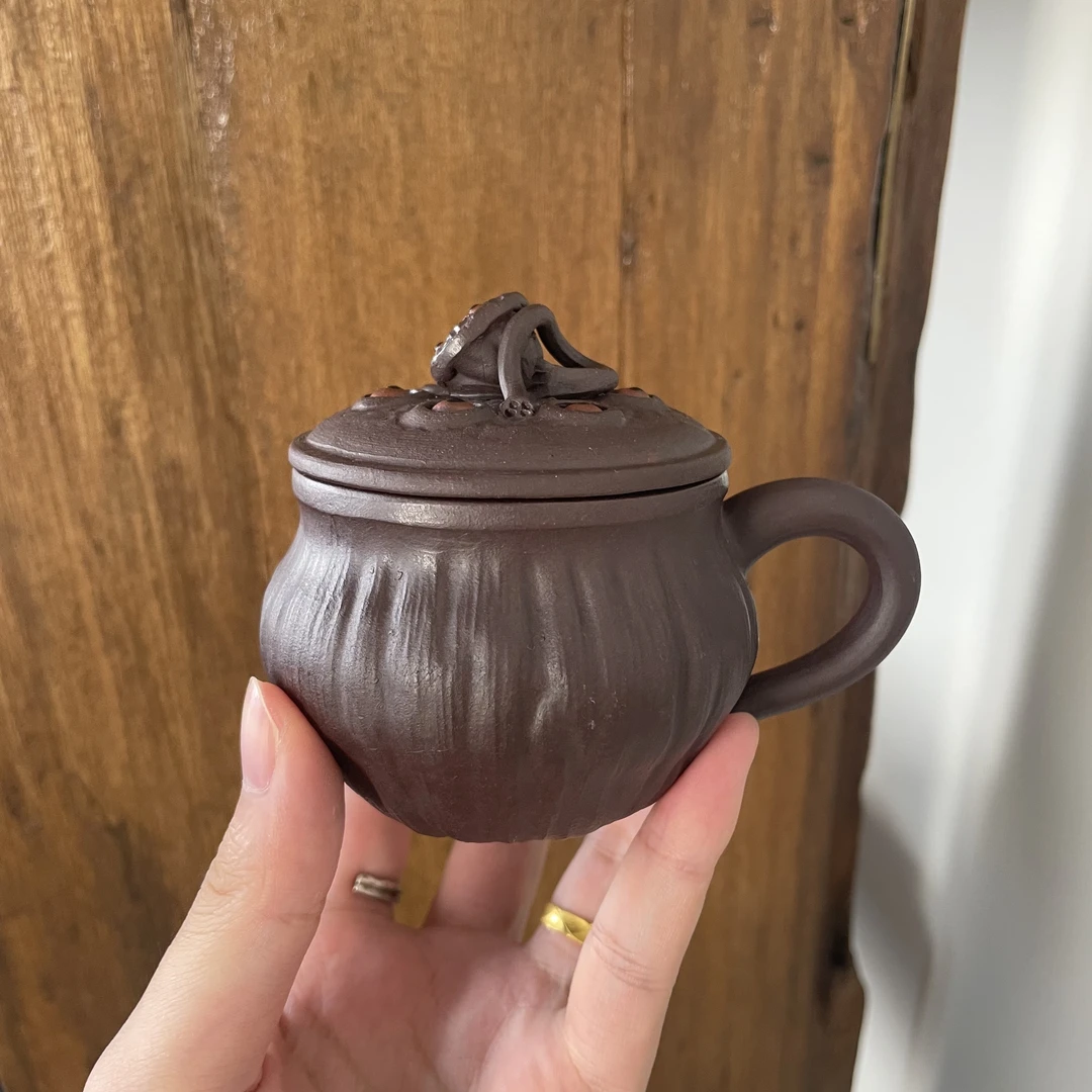 【老班长茶器】紫砂  莲蓬盖杯  150cc