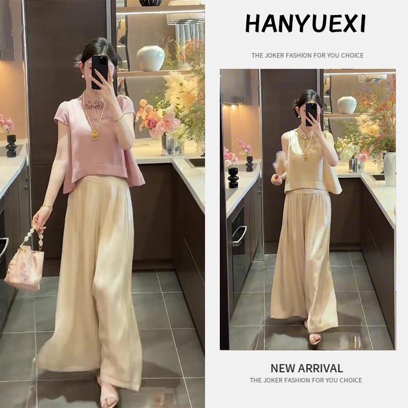 夏季一整套女装2025年新款韩版洋气时尚气质短袖上衣休闲裤两件套