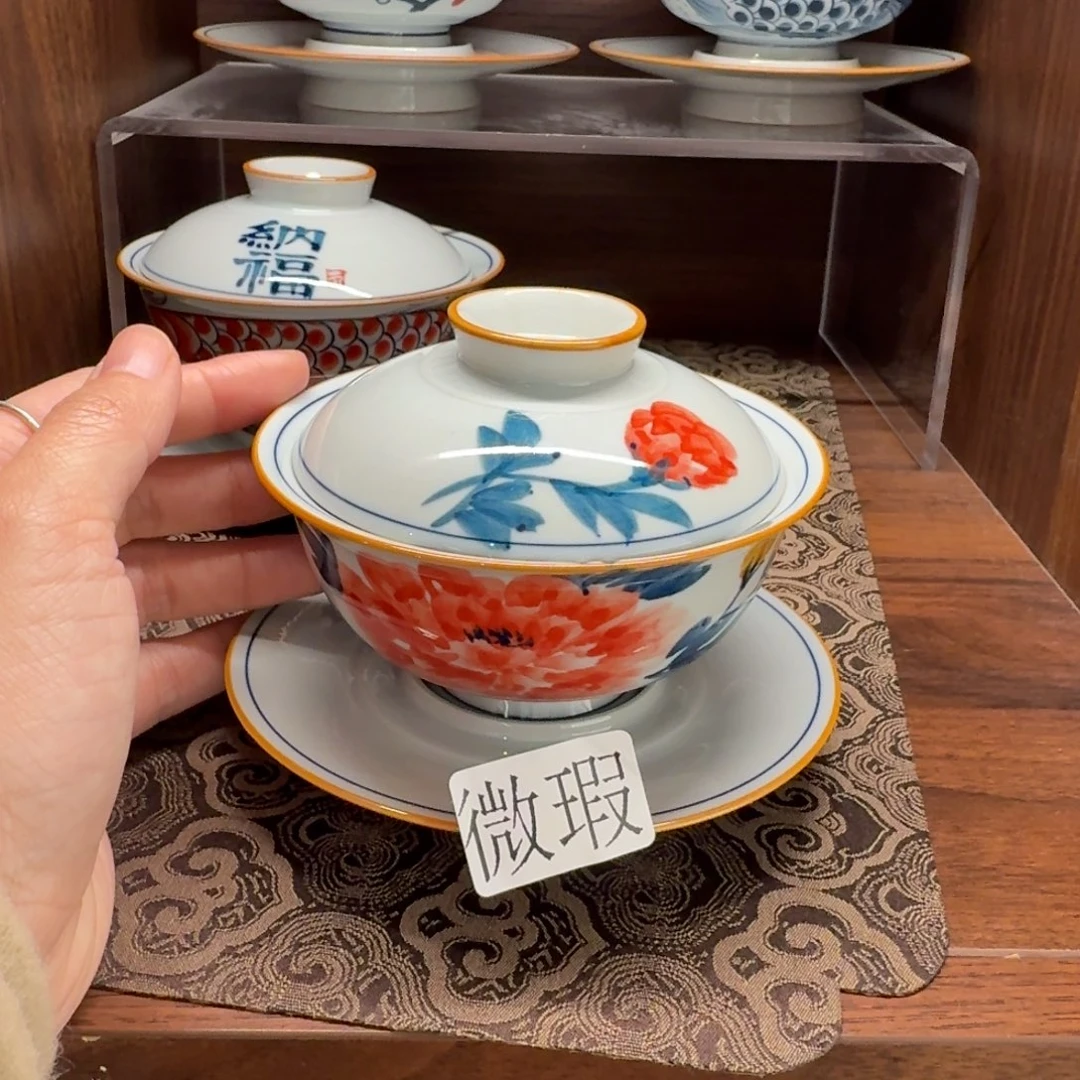 釉下手绘茶具微瑕