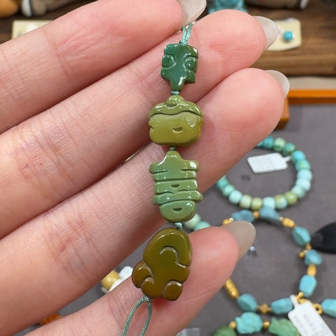 绿松石未镶嵌珠宝半成品平安喜乐配饰