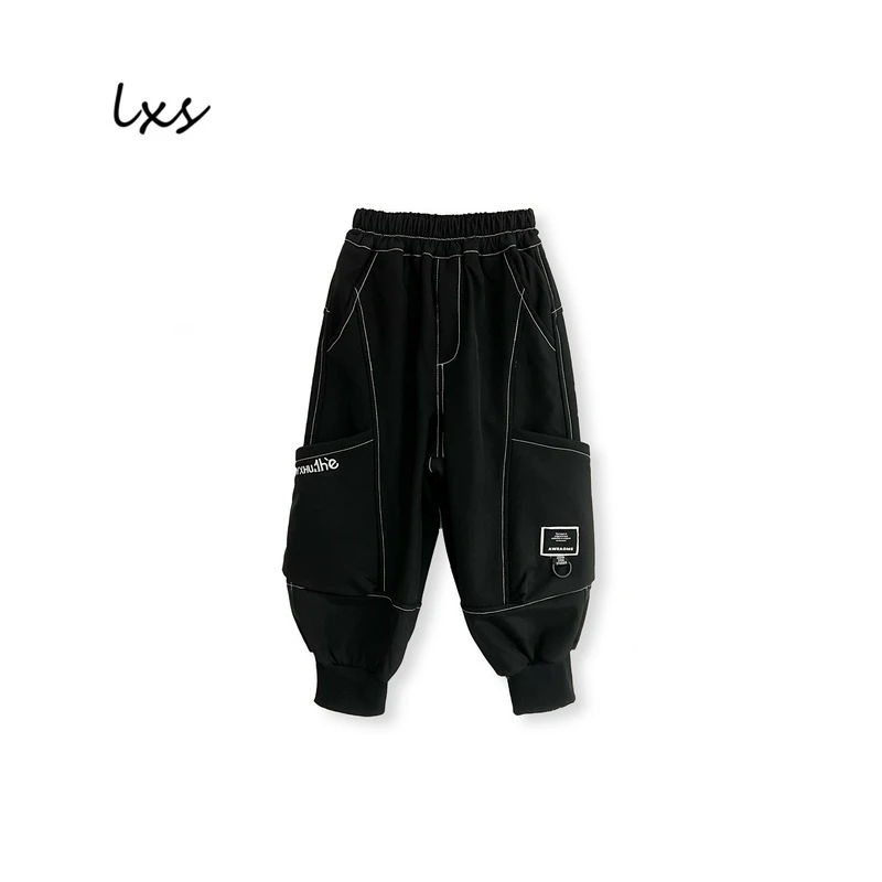 鹿小生童装秋冬新款加绒工装裤子韩版潮流洋气潮款休闲卫裤Q159