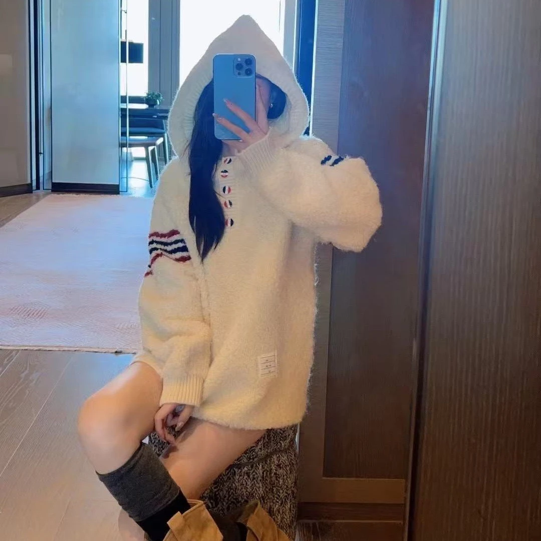 039【夏娜之光】慵懒风连帽套头针织毛衣休闲百搭宽松加厚加绒