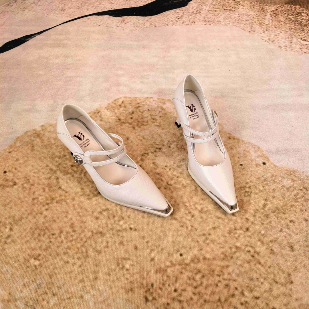 Van Gerch牛皮跟高7CM尖头单鞋女欧若风气质时尚百搭女真皮买1赠3