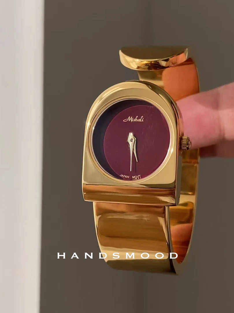 handsmood 大笨钟金红配色手镯表极简高级感时尚气质女士手表