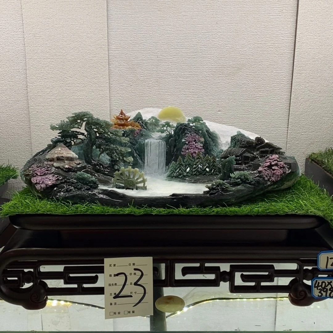 良***工玉意境山水手工雕刻