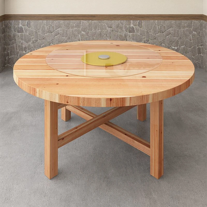 实木圆形餐桌椅组合加厚家用大圆桌面板餐厅客厅卧室饭店家庭桌