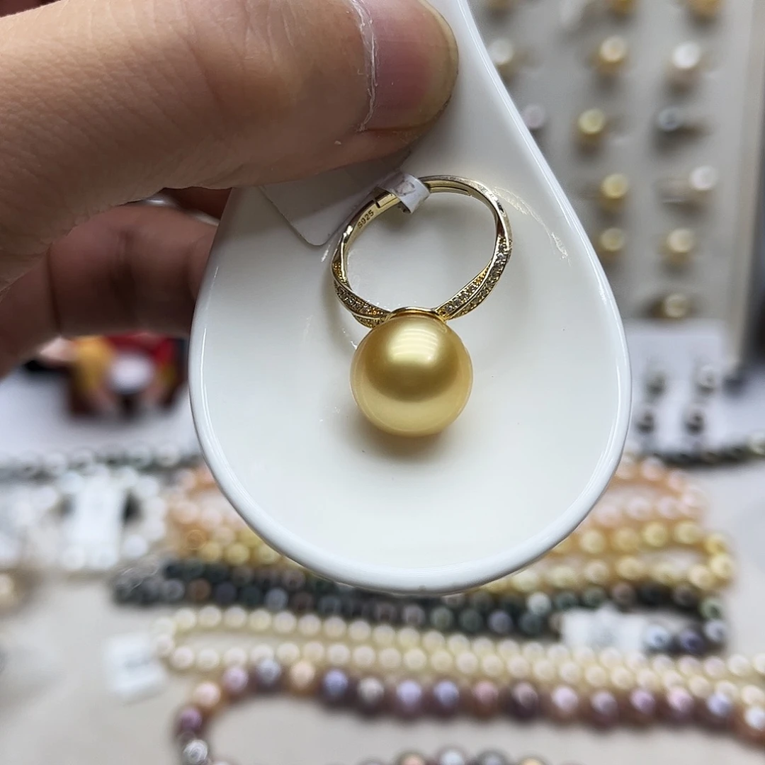 银S925镶嵌海水珍珠戒指