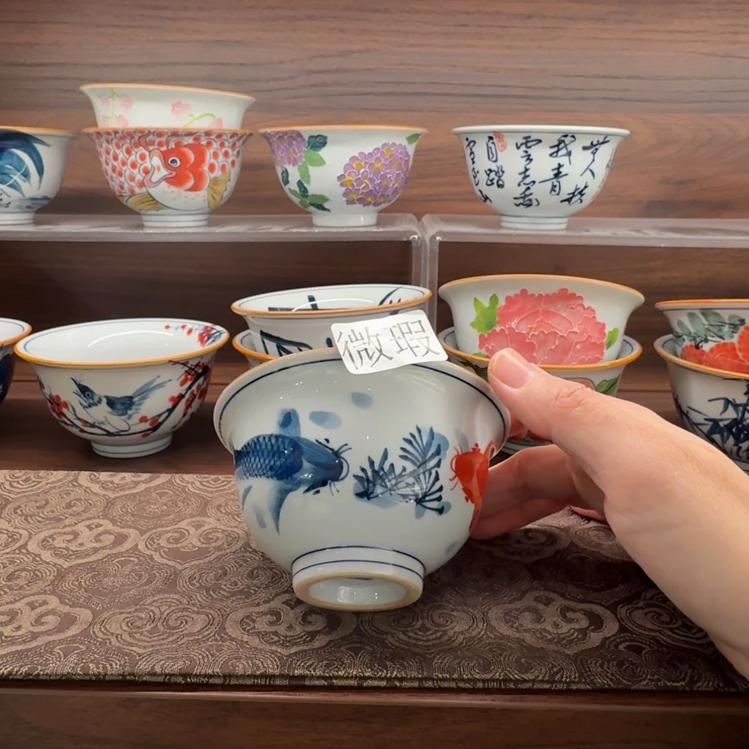 釉下手绘茶具微瑕