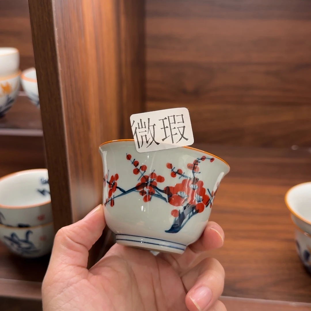 釉下手绘茶具微瑕