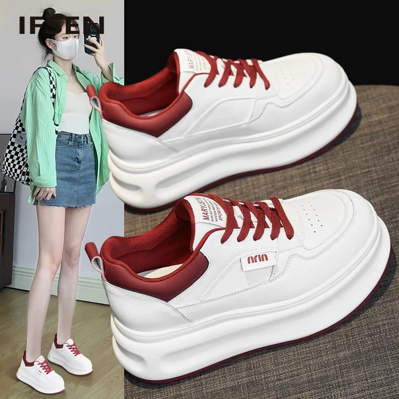 IFSEN小白鞋女鞋2025新款百搭爆款内增高白鞋运动休闲板鞋