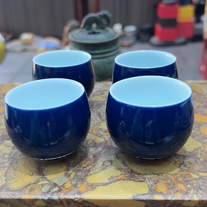 纪兰釉品茗杯四个。。。