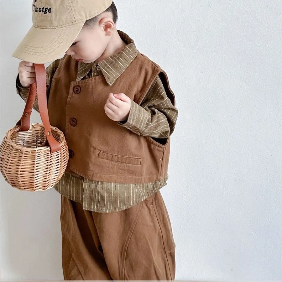 【二号直播间链接】男童时髦春季2025新款洋气儿童装马甲酷帅男孩