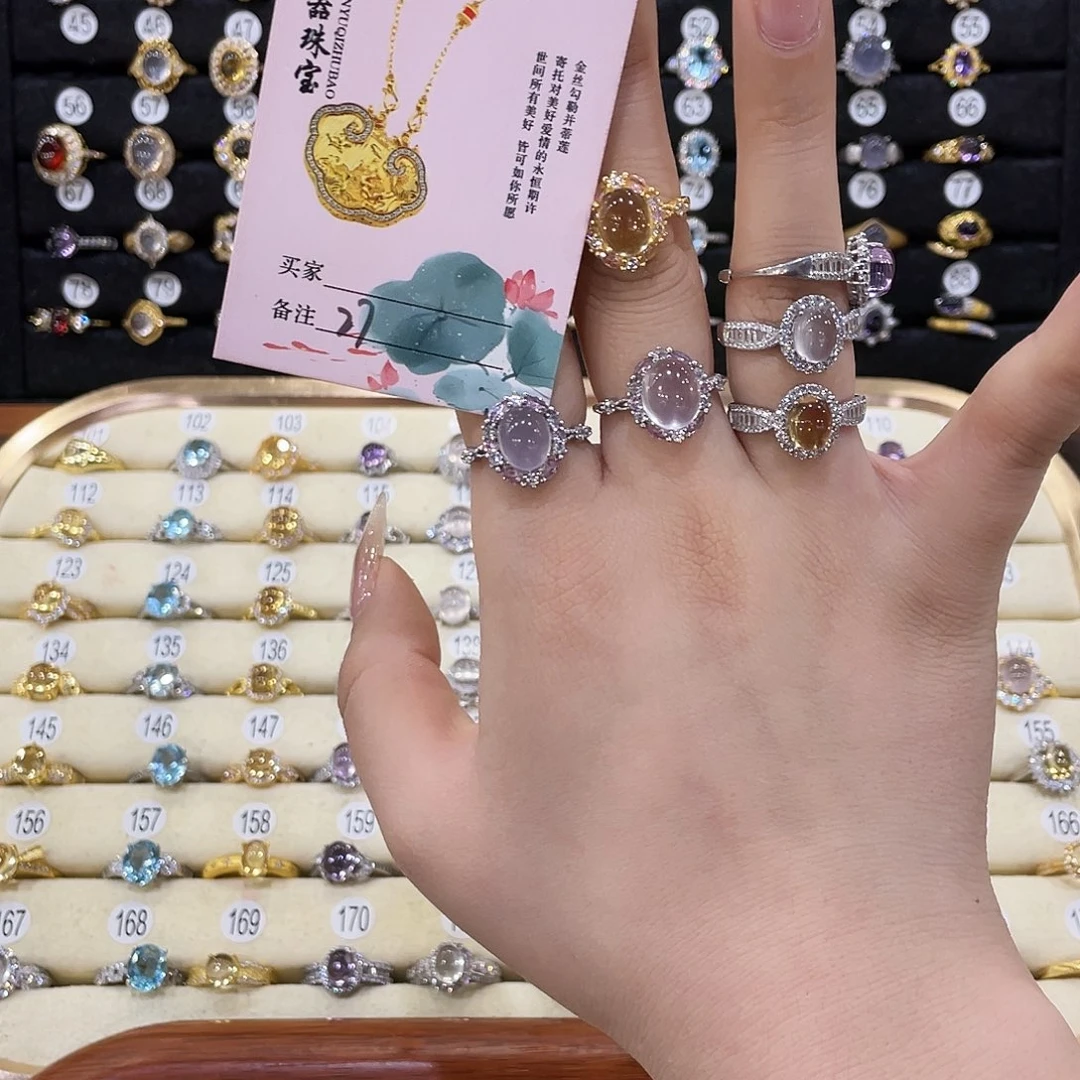 戒指女银S925镶嵌萤石洛*戒指27