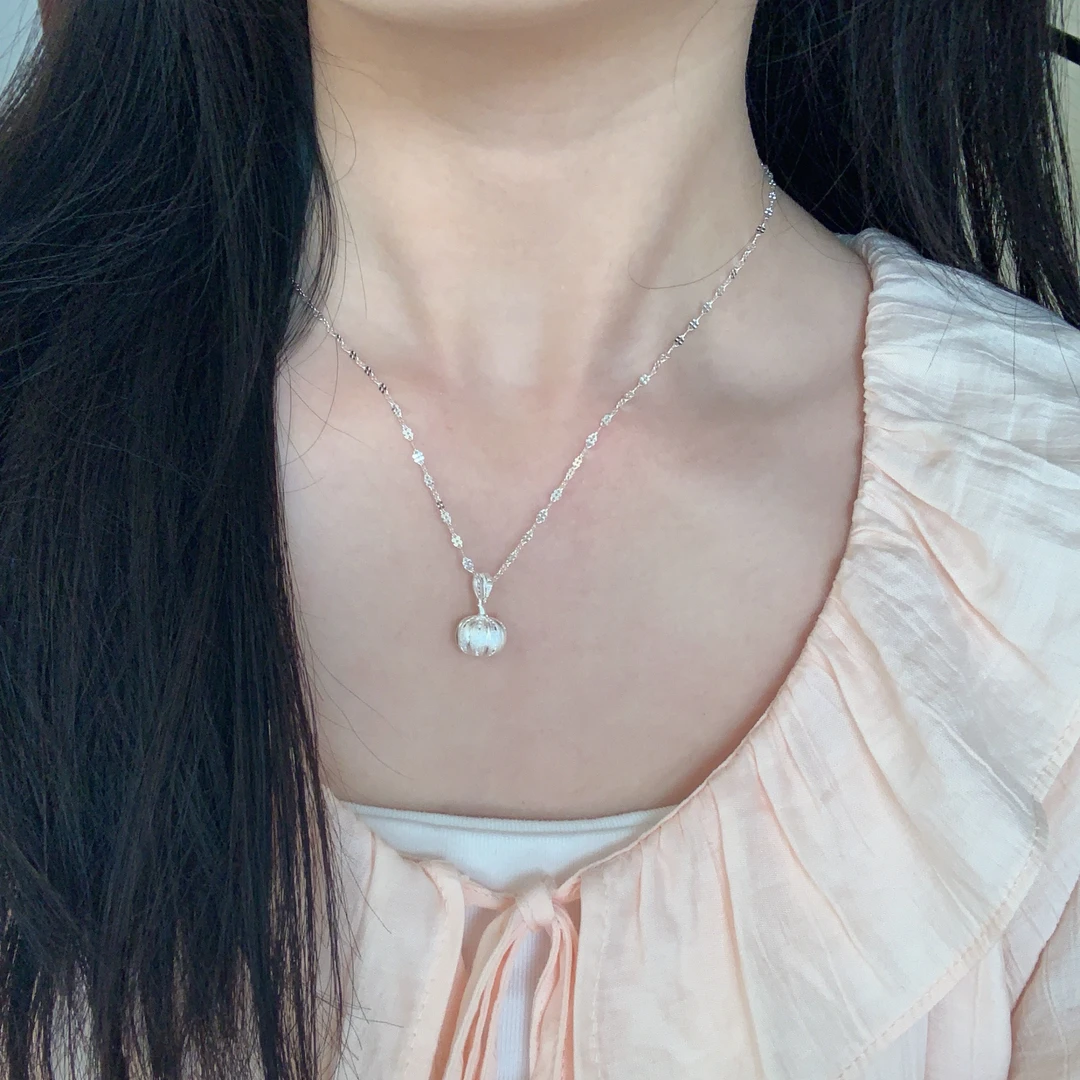 吊坠足银 足银990南瓜镂空吊坠个性百搭时尚