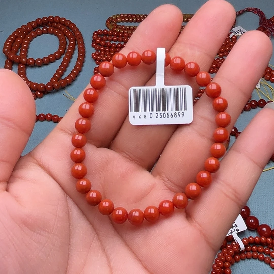 拧***姐南红玛瑙未镶嵌手链柿子红卡6