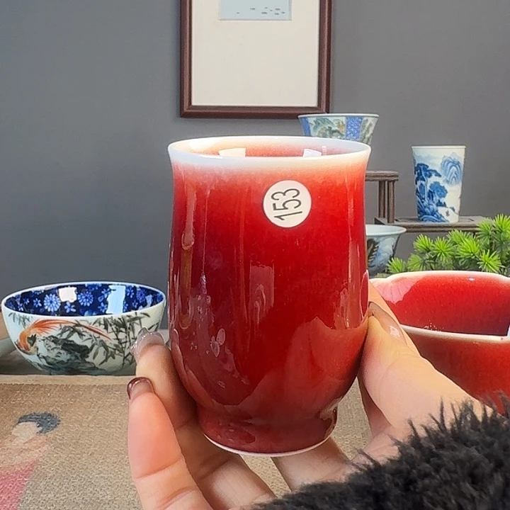 摆件景德柴烧茶杯多人