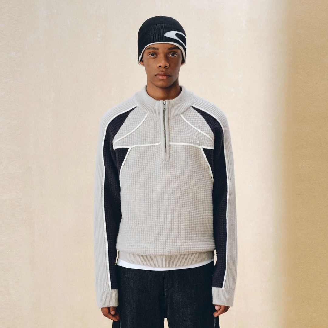 FPA 半拉链运动户外撞色拼接毛衣秋冬国潮牌设计拼色情侣款长袖