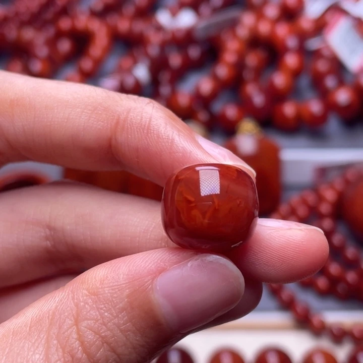 南红玛瑙未镶嵌其他（原矿）14.6mm高品瓦西玫红火焰老型珠