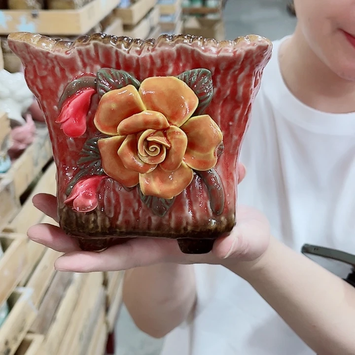 有孔，凑10元包邮陶瓷花盆发货！