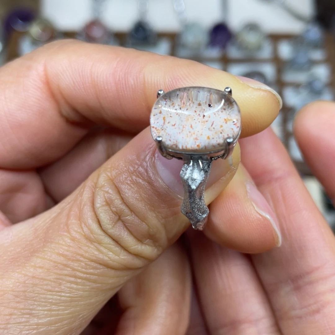 【闪购商品】银S925镶嵌珠宝半成品水晶戒指