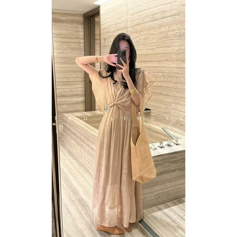 二静子 2024韩国（嫦娥姐姐）立体浮雕丝丝极简长裙子 95655