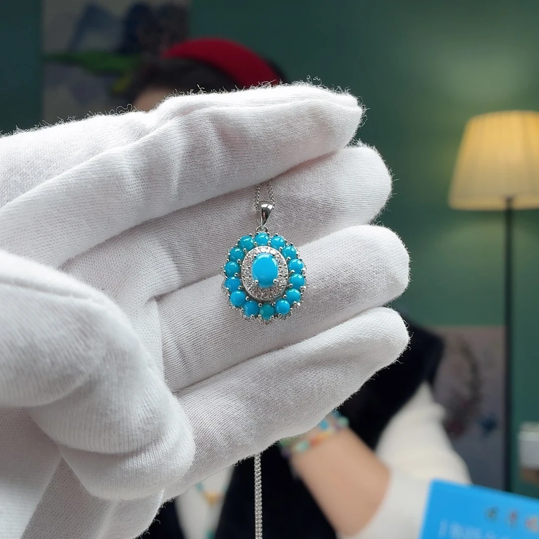 绿松石银S925镶嵌颈饰