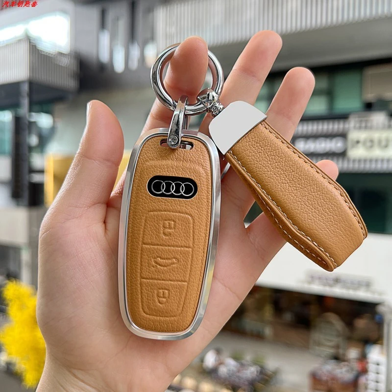 25款奥迪a6l钥匙套a3车q4etron专用q7 a8壳a7l真皮q6高级感扣包