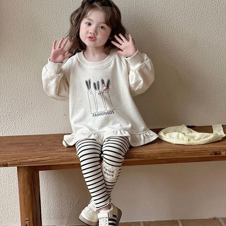 女童套装春秋2025新款洋气衣服儿童韩版裤子女宝宝春装卫衣两件套