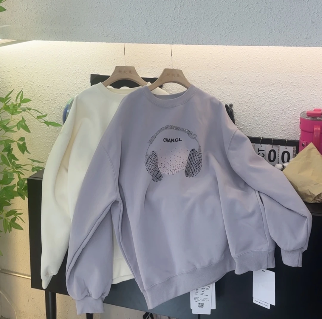 跳跳鱼童装  韩版耳机款图案设计感时尚潮流宽松长袖卫衣269053