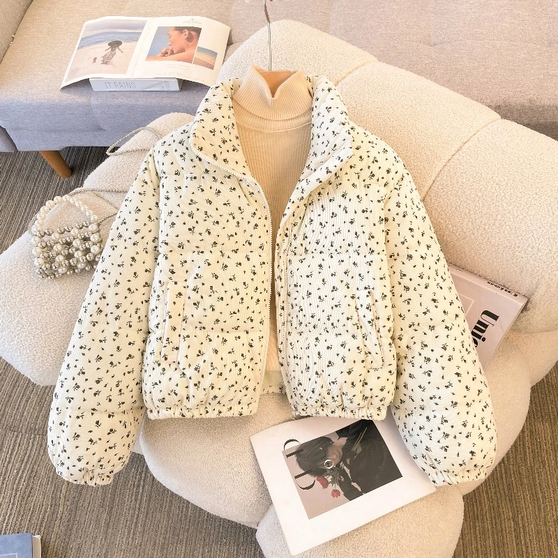 棉服女冬季2025新款今年流行爆款小个子棉衣洋气碎花棉袄外套