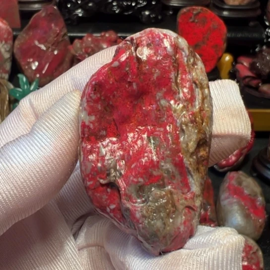 昌化鸡血石原石手把