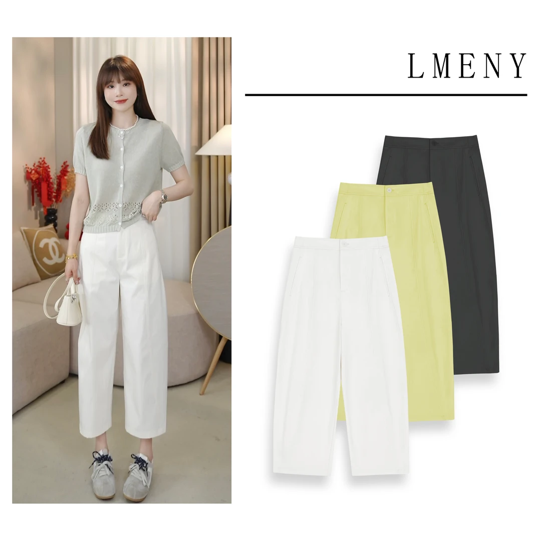 LMENY不易皱凉感气球裤～纸感三片式九分西裤25BK009
