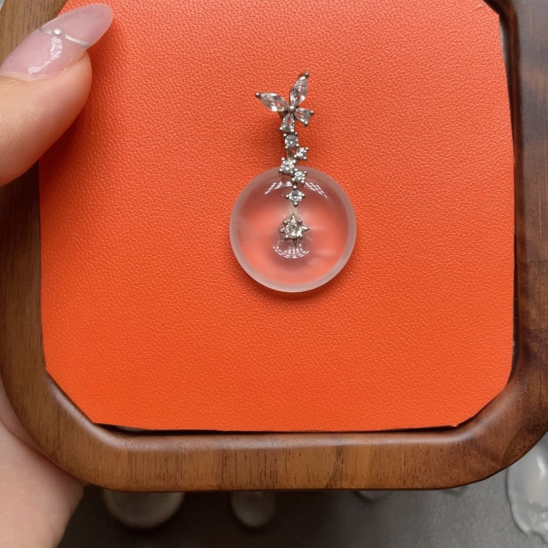 ****️石英质玉吊坠银S925镶嵌